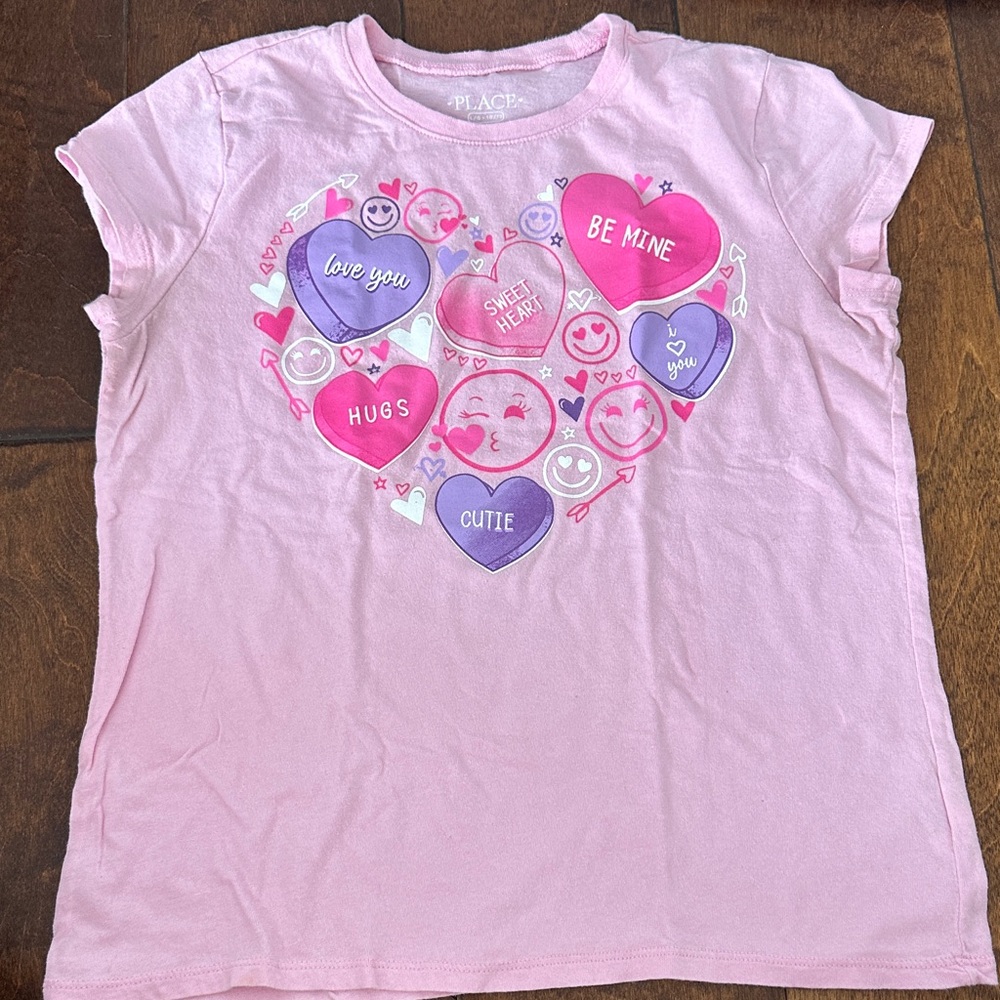 The Children’s Place Girls Pink Heart Graphic Kids Shirt